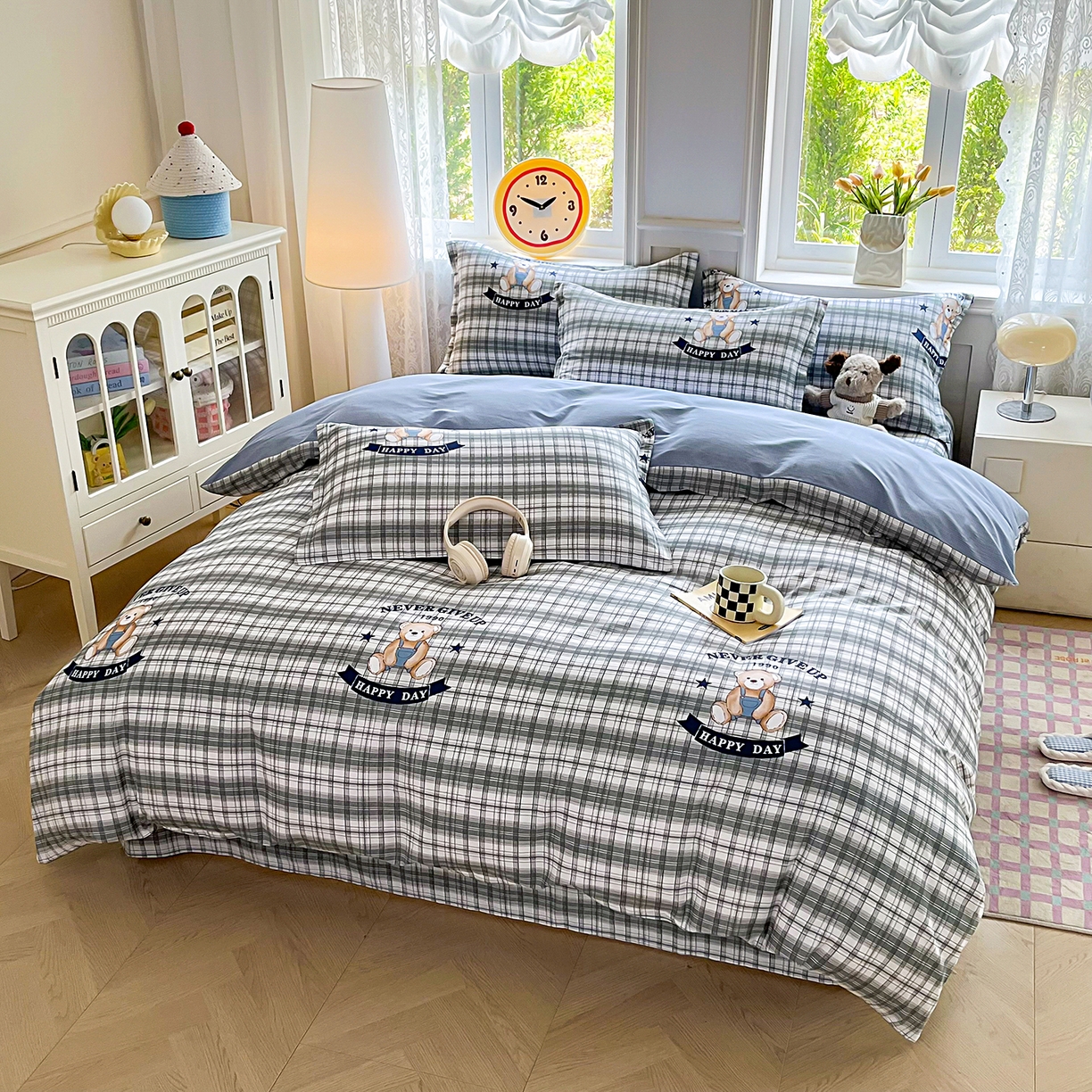 91家纺网 家纺一手货源 找家纺 禧安居 2025新款高支高密活性印染全棉印花被套全棉被套单被套 米乐-蓝