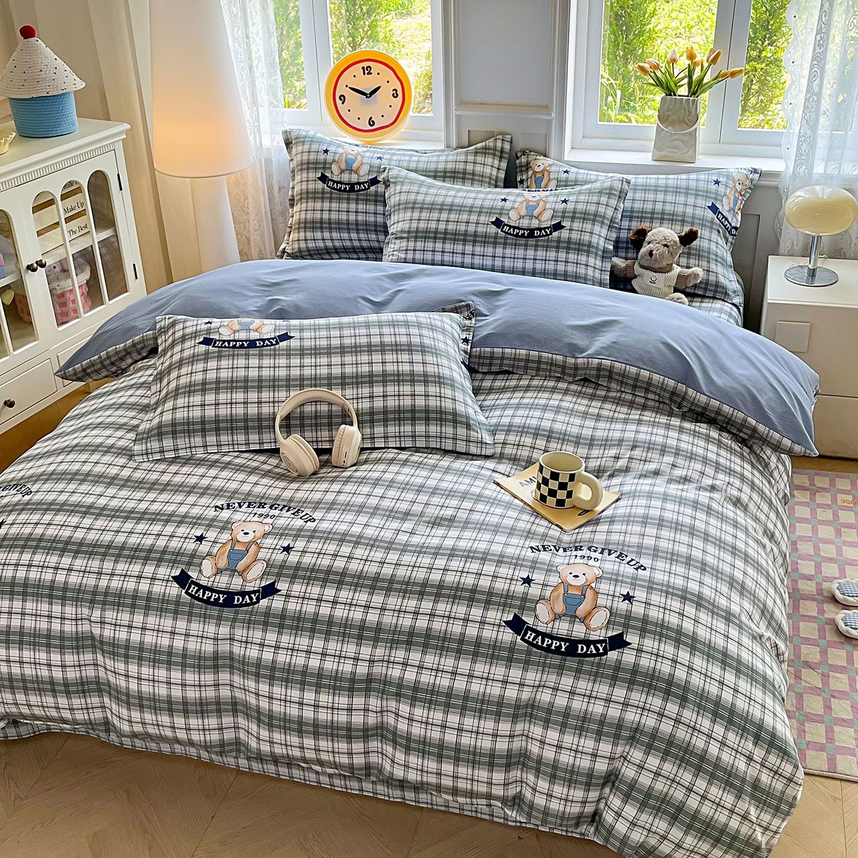 91家纺网 家纺一手货源 找家纺 禧安居 2025新款高支高密活性印染全棉印花被套全棉被套单被套 米乐-蓝