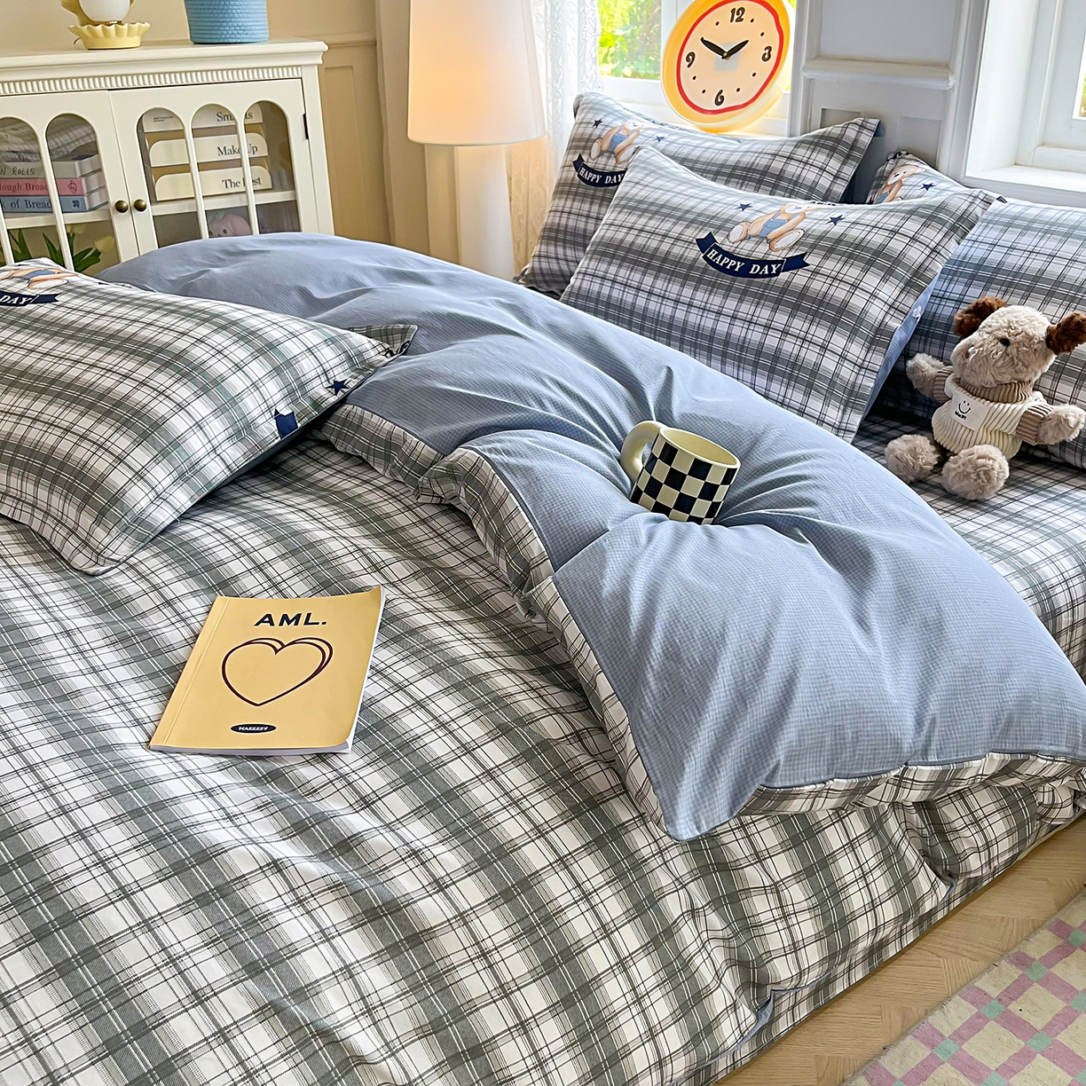 91家纺网 家纺一手货源 找家纺 禧安居 2025新款高支高密活性印染全棉印花被套全棉被套单被套 米乐-蓝