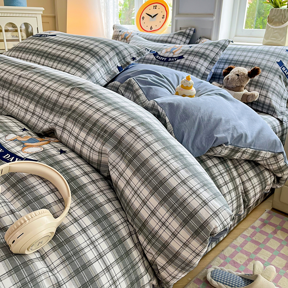 91家纺网 家纺一手货源 找家纺 禧安居 2025新款高支高密活性印染全棉印花被套全棉被套单被套 米乐-蓝