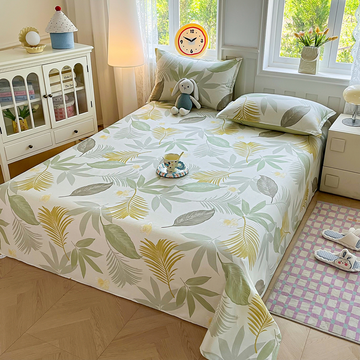 91家纺网 家纺一手货源 找家纺 禧安居 2025新款高支高密活性印染全棉印花床单单床单（支持定制尺寸） 枫叶