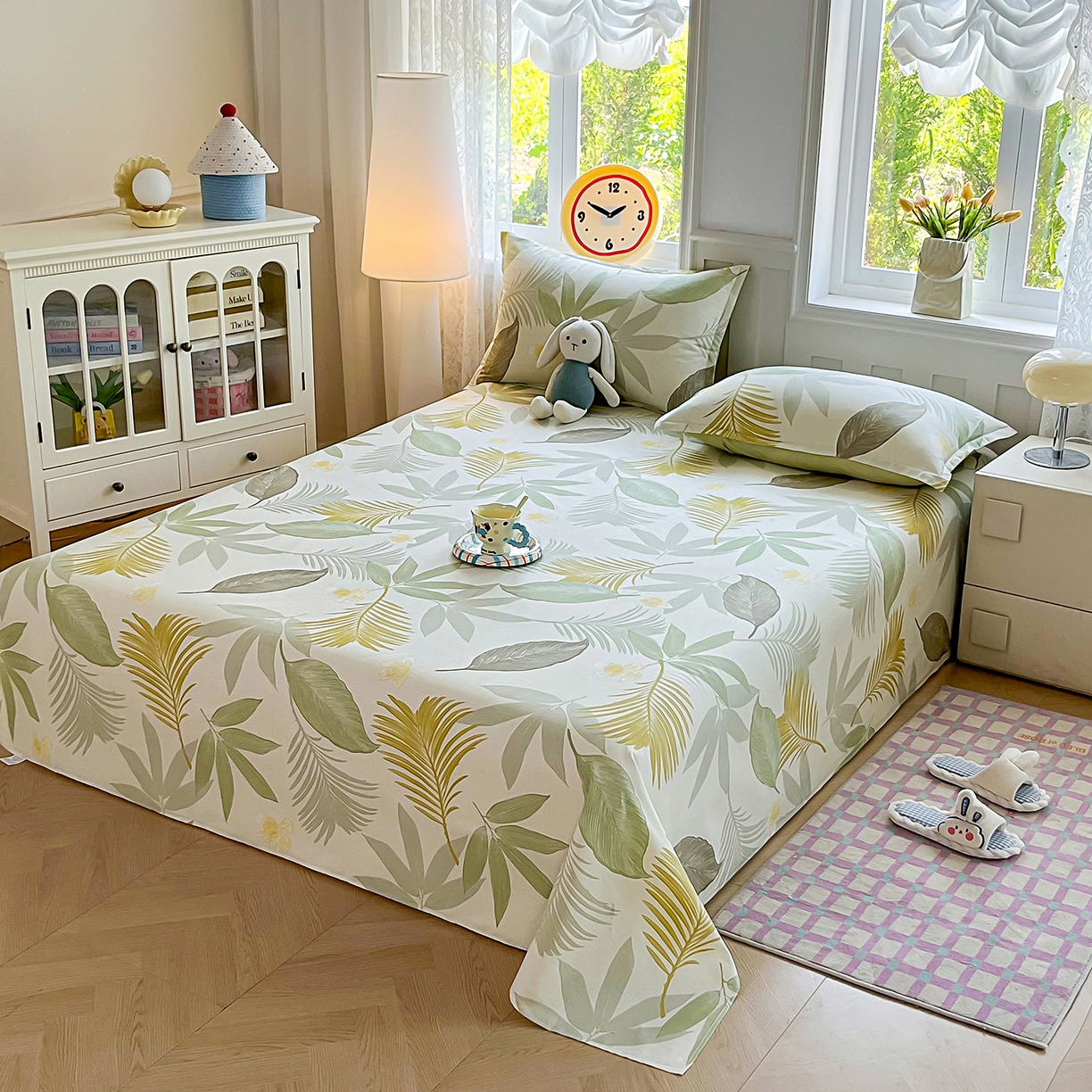 91家纺网 家纺一手货源 找家纺 禧安居 2025新款高支高密活性印染全棉印花床单单床单（支持定制尺寸） 枫叶