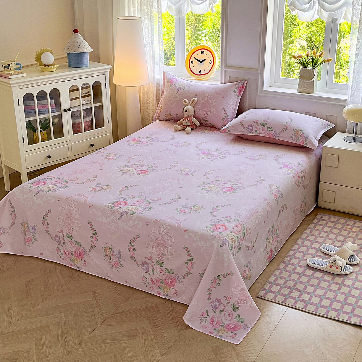 禧安居 2025新款高支高密活性印染全棉印花床单单床单（支持定制尺寸） 绿茵庭院