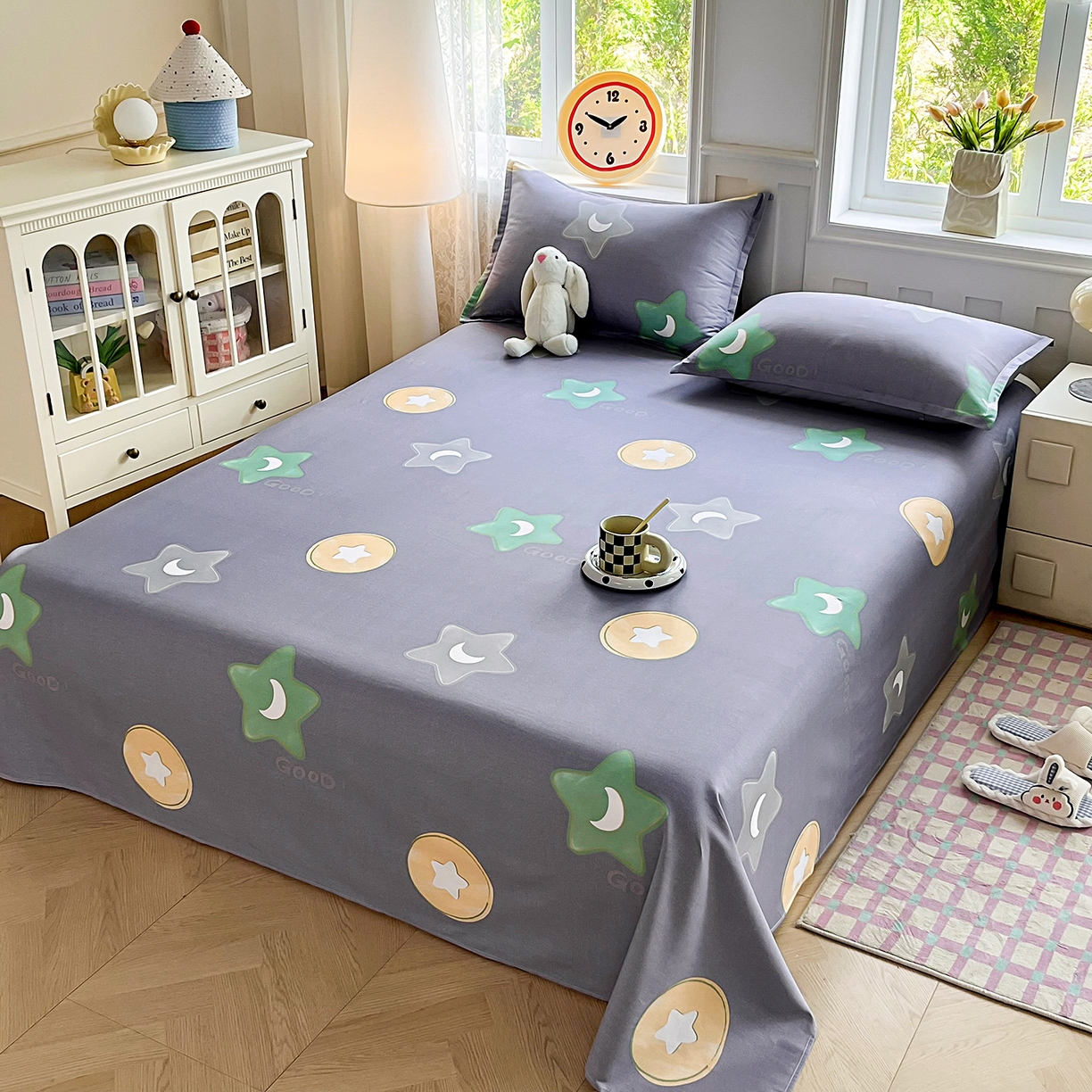 91家纺网 家纺一手货源 找家纺 禧安居 2025新款高支高密活性印染全棉印花床单单床单（支持定制尺寸） 悦动星城