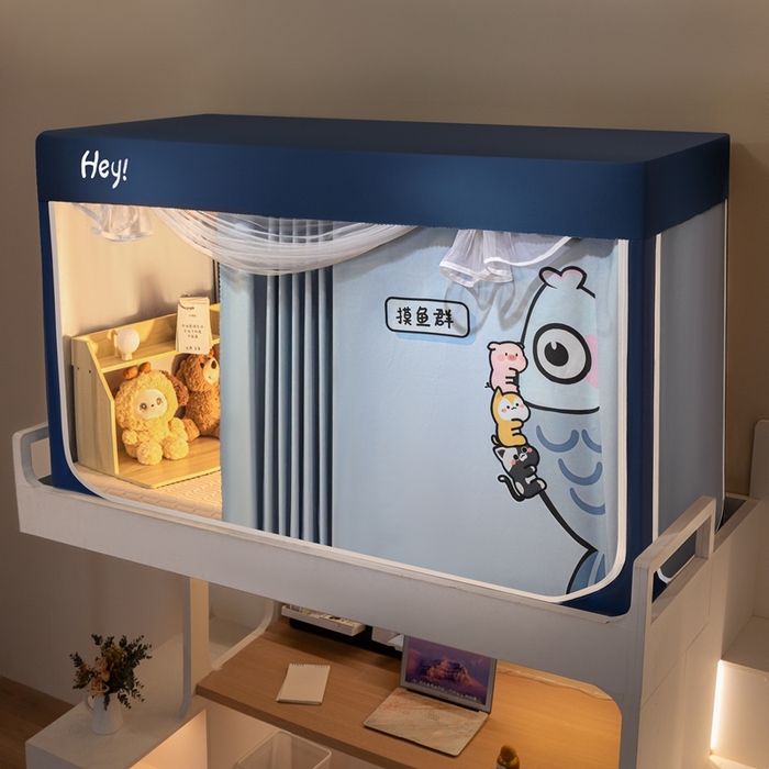 91家纺网 家纺一手货源 找家纺 （总）飞轮海蚊帐 2025新款强遮光防蚊学生蚊帐-XZ-99（靠墙帘选配）