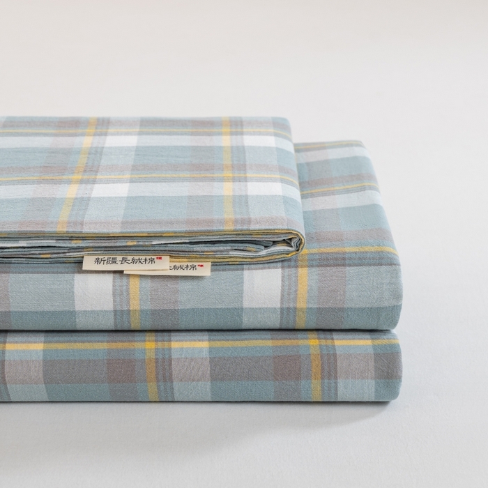 91家纺网 家纺一手货源 找家纺 居美良品 2025新款100%全棉纯棉色织水洗棉床单 床单单件 静雅-绿