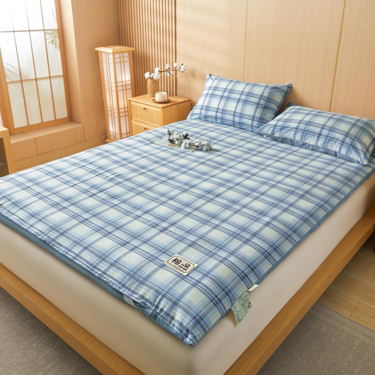 91家纺网 家纺一手货源 找家纺 晓时候 20252新款可拆洗新疆棉花床垫被褥子学生宿舍亲肤水洗棉棉花床垫-家用款 青春格