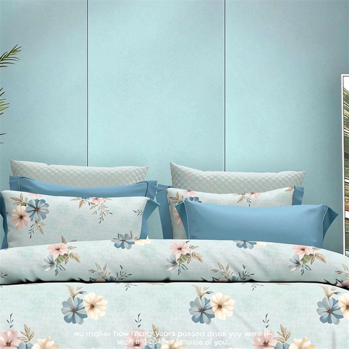 91家纺网 家纺一手货源 找家纺 纯色雨家纺 2025新款全棉斜纹跨境日韩欧美纯棉四件套数码印花南通家纺面料尺寸花型可定制 青釉花事