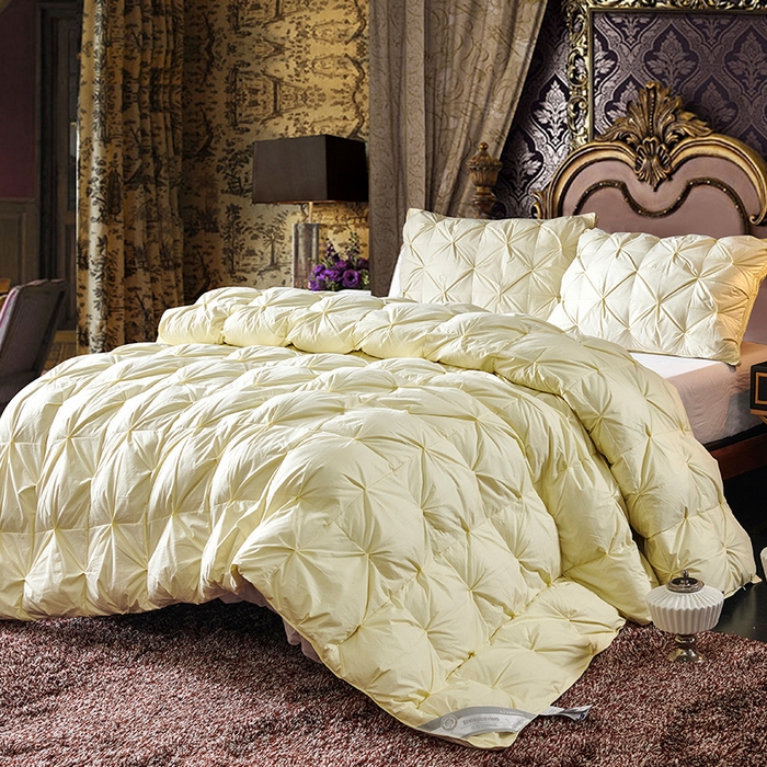 91家纺网 家纺一手货源 找家纺 全棉扭花羽毛被加厚保暖95白鹅绒被子秋冬春秋被冬被直播供货