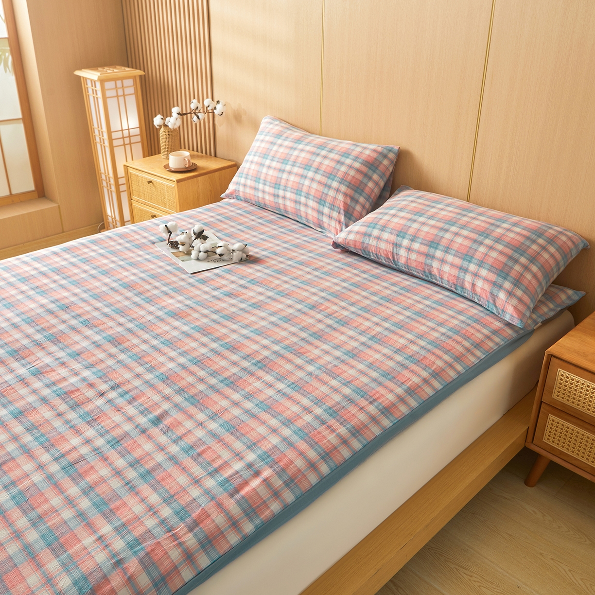 91家纺网 家纺一手货源 找家纺 晓时候 20252新款可拆洗新疆棉花床垫被褥子学生宿舍亲肤水洗棉棉花床垫-家用款 格韵-粉