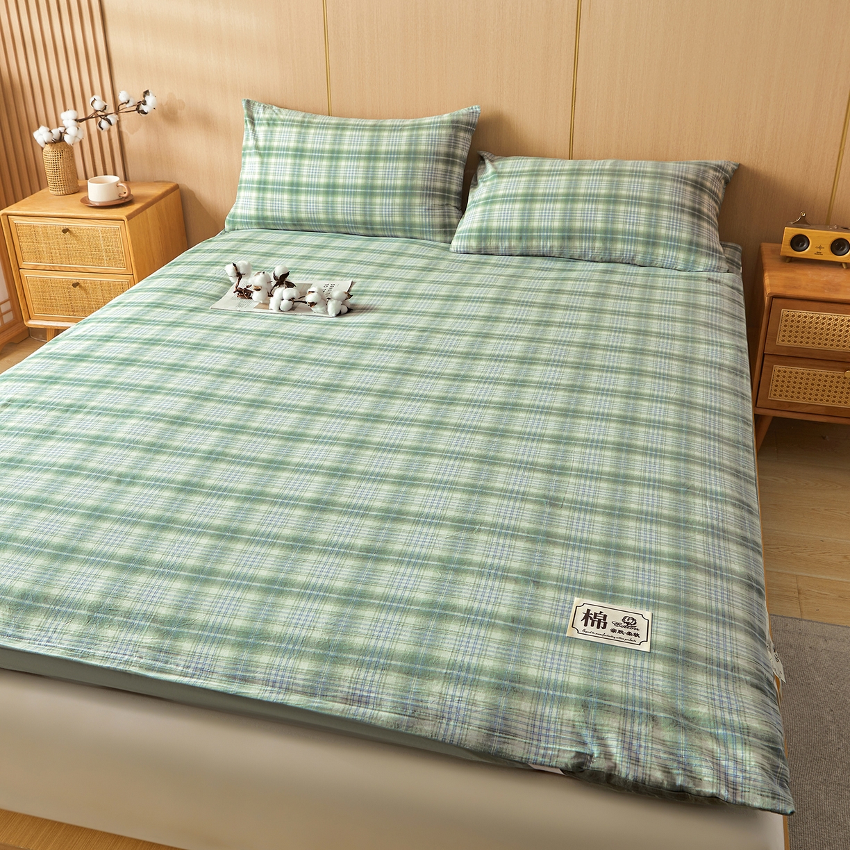 91家纺网 家纺一手货源 找家纺 晓时候 20252新款可拆洗新疆棉花床垫被褥子学生宿舍亲肤水洗棉棉花床垫-家用款 森林绿