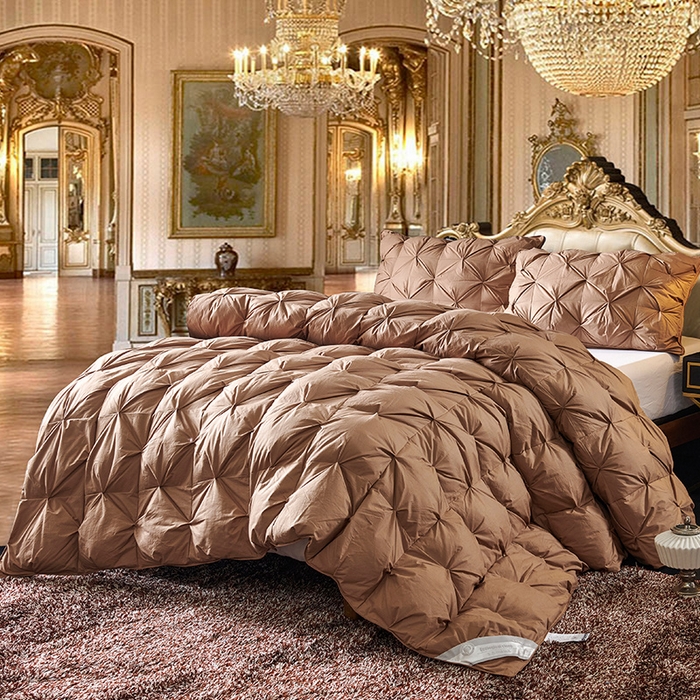 91家纺网 家纺一手货源 找家纺 全棉扭花羽毛被加厚保暖95白鹅绒被子秋冬春秋被冬被直播供货