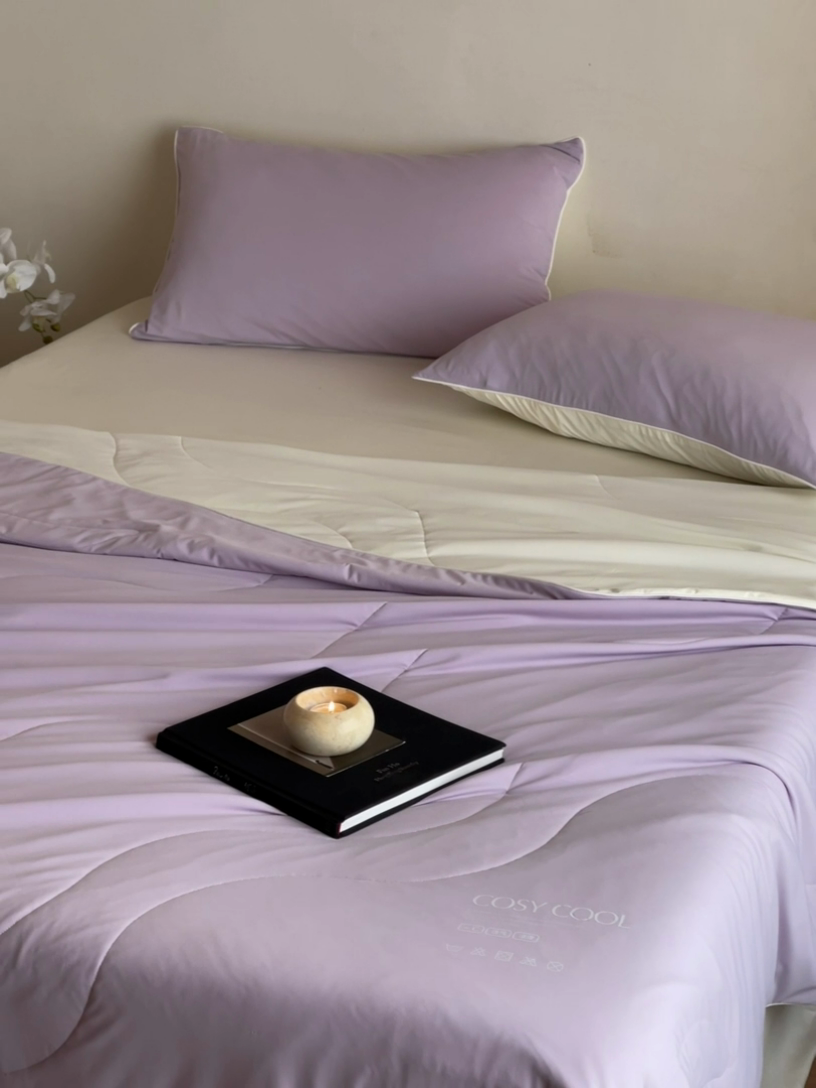 91家纺网 家纺一手货源 找家纺 佳汐蓝家纺 2025新款岛屿漫游凉感夏被 贝壳紫