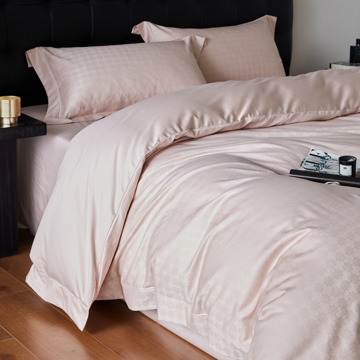 鼎飞家纺 2025新款长绒棉全棉纯棉提花四件套 布拉提-恋粉