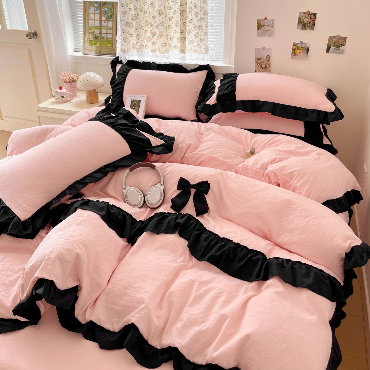 （总）富米莱（原臻工厂） 2025新款公主风蝴蝶结款可爱法式花边水洗棉四件套