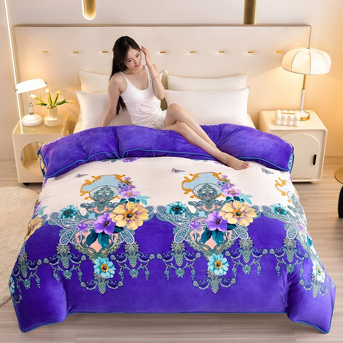 91家纺网 家纺一手货源 找家纺 （总）缘莉娜家纺2025新款花色高克重加厚牛奶绒金貂绒被套单件