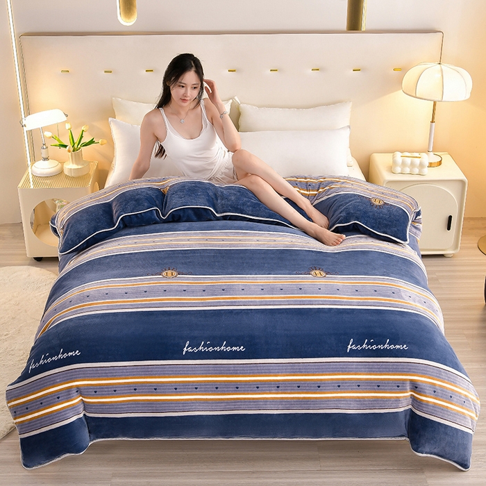 91家纺网 家纺一手货源 找家纺 （总）缘莉娜家纺2025新款花色高克重加厚牛奶绒金貂绒被套单件