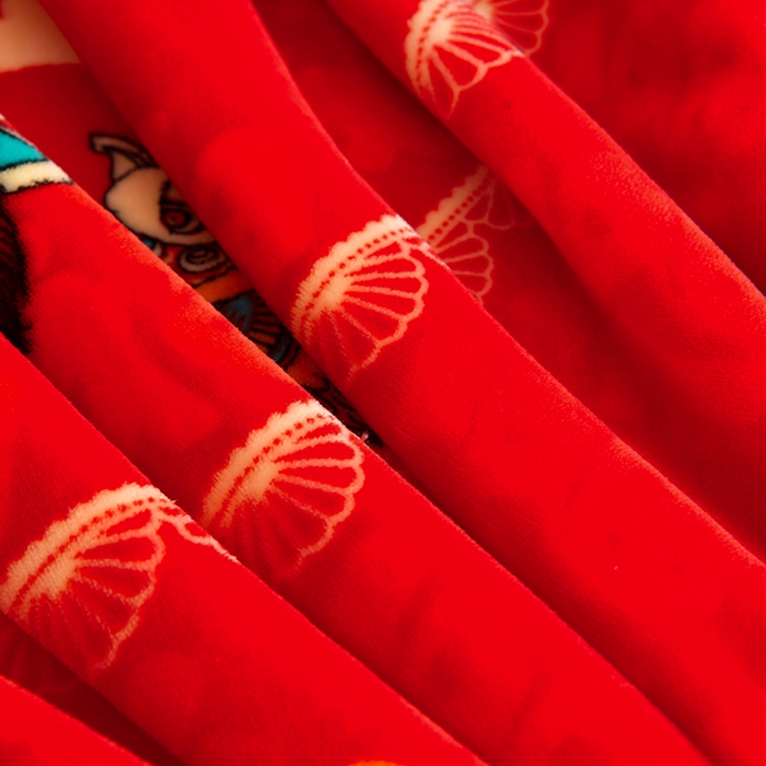 91家纺网 家纺一手货源 找家纺 缘莉娜家纺 2025新款亲肤舒适牛奶绒印花床裙花边款单被套单件被套单品被套 百福吉祥