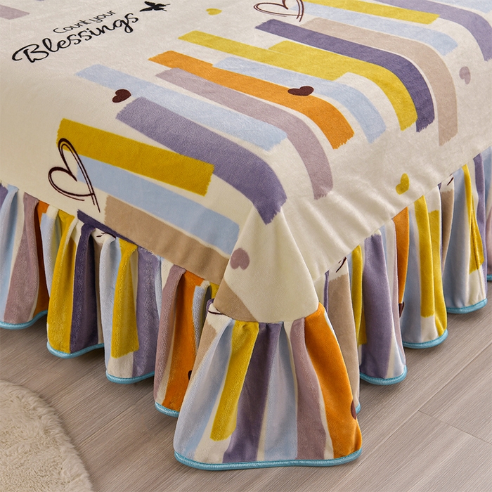 91家纺网 家纺一手货源 找家纺 缘莉娜家纺 2025新款亲肤舒适牛奶绒印花床裙花边款单被套单件被套单品被套 多彩生活