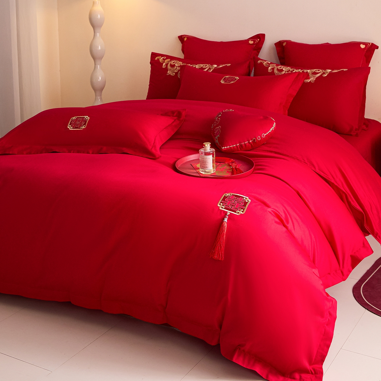 91家纺网 家纺一手货源 找家纺 （总）东方合美（原：皇家传奇） 2025新款长绒棉纯棉婚庆刺绣小红书系列四件套