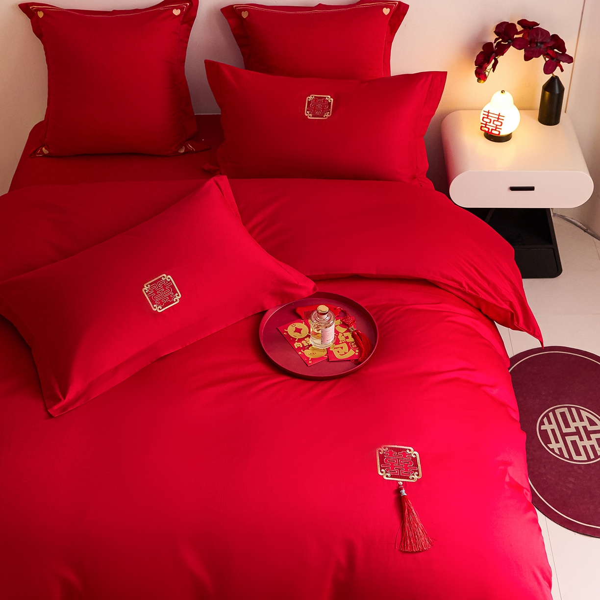 91家纺网 家纺一手货源 找家纺 （总）东方合美（原：皇家传奇） 2025新款长绒棉纯棉婚庆刺绣小红书系列四件套