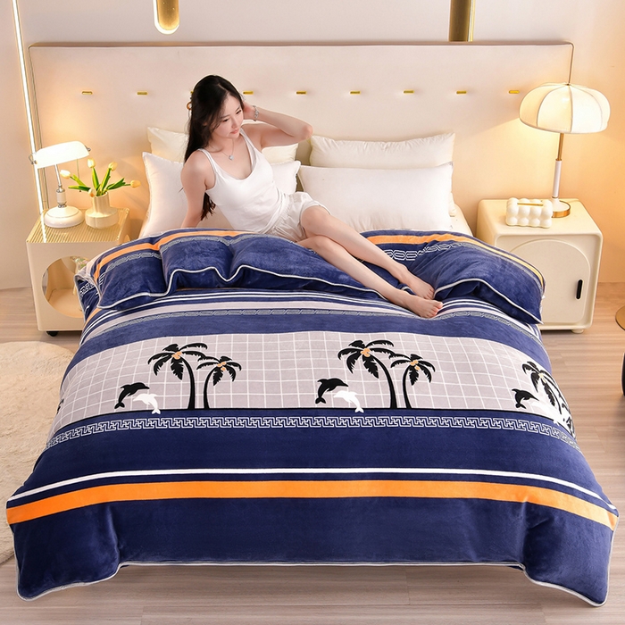 91家纺网 家纺一手货源 找家纺 缘莉娜家纺 2025新款亲肤舒适牛奶绒印花床裙花边款单被套单件被套单品被套 海阔天空,海阔天空