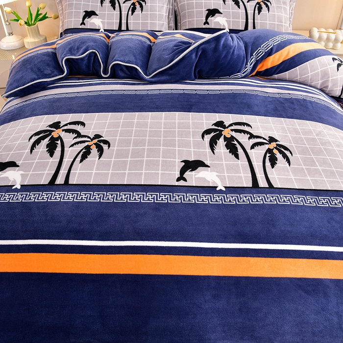 91家纺网 家纺一手货源 找家纺 缘莉娜家纺 2025新款亲肤舒适牛奶绒印花床裙花边款单被套单件被套单品被套 海阔天空