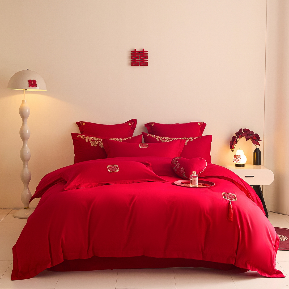 91家纺网 家纺一手货源 找家纺 （总）东方合美（原：皇家传奇） 2025新款长绒棉纯棉婚庆刺绣小红书系列四件套