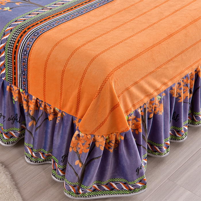 91家纺网 家纺一手货源 找家纺 缘莉娜家纺 2025新款亲肤舒适牛奶绒印花床裙花边款单被套单件被套单品被套 留恋树