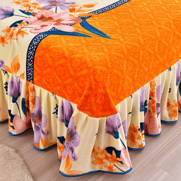 91家纺网 家纺一手货源 找家纺 缘莉娜家纺 2025新款亲肤舒适牛奶绒印花床裙花边款单被套单件被套单品被套 曼妙顺意