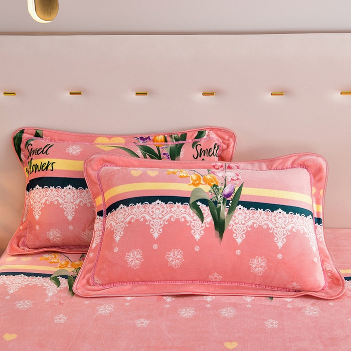 91家纺网 家纺一手货源 找家纺 缘莉娜家纺 2025新款亲肤舒适牛奶绒印花床裙花边款单被套单件被套单品被套 梦想花园