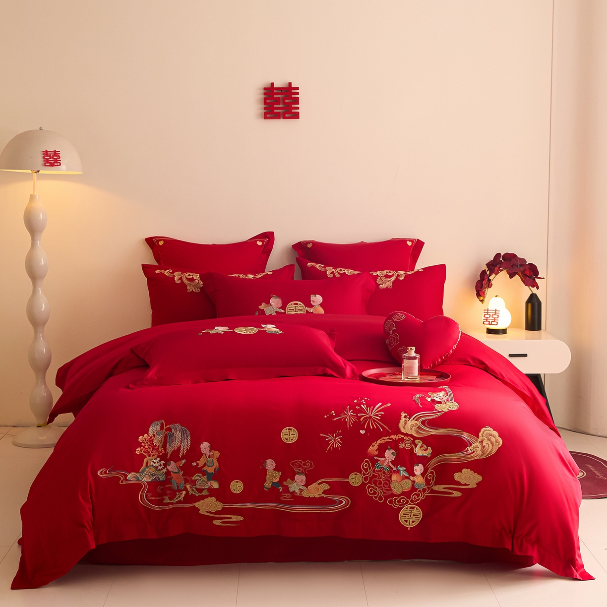 91家纺网 家纺一手货源 找家纺 （总）东方合美（原：皇家传奇） 2025新款长绒棉纯棉婚庆刺绣小红书系列四件套