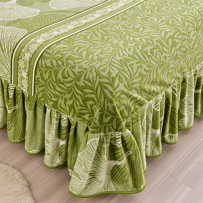 91家纺网 家纺一手货源 找家纺 缘莉娜家纺 2025新款亲肤舒适牛奶绒印花床裙花边款单被套单件被套单品被套 杏运连连