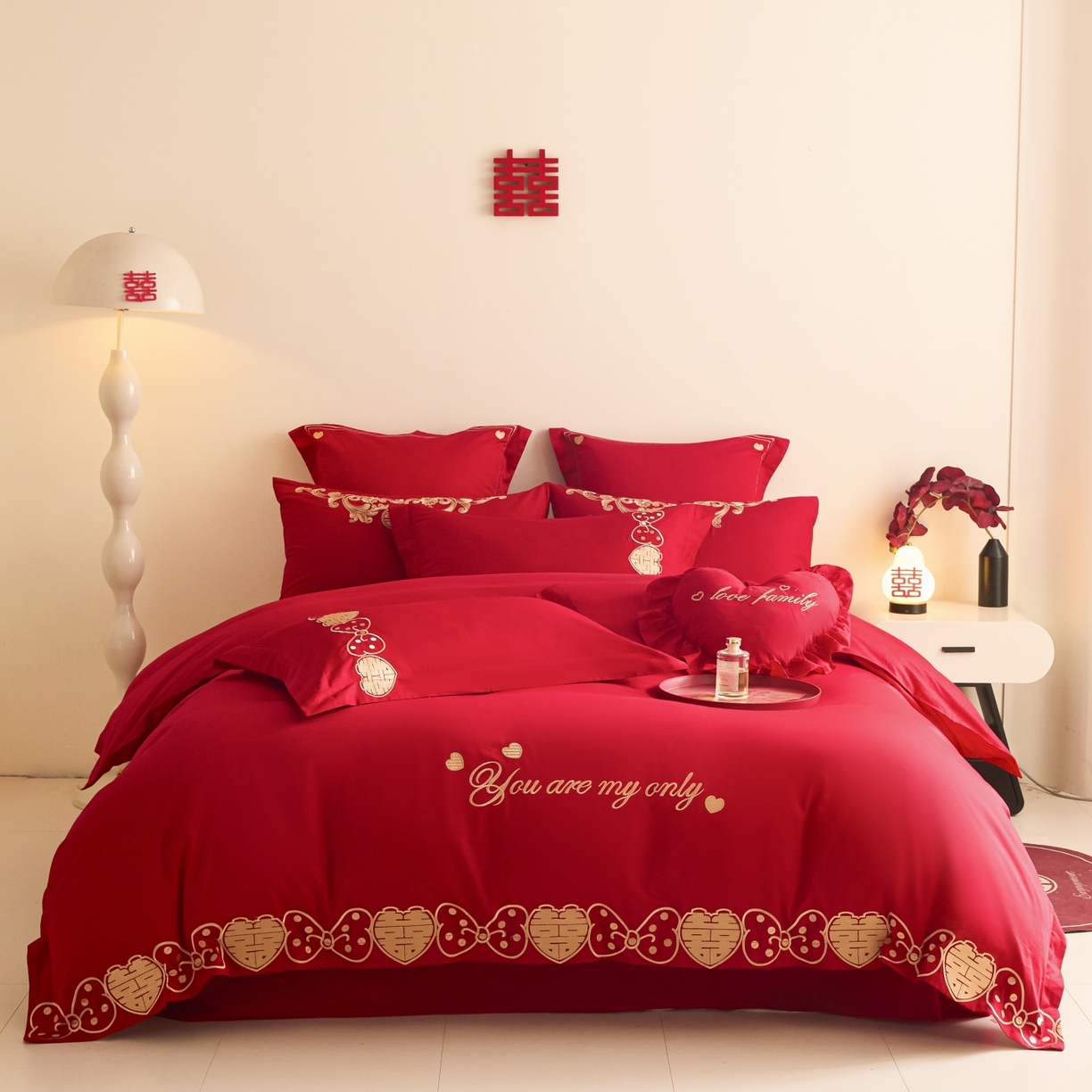 91家纺网 家纺一手货源 找家纺 （总）东方合美（原：皇家传奇） 2025新款长绒棉纯棉婚庆刺绣小红书系列四件套