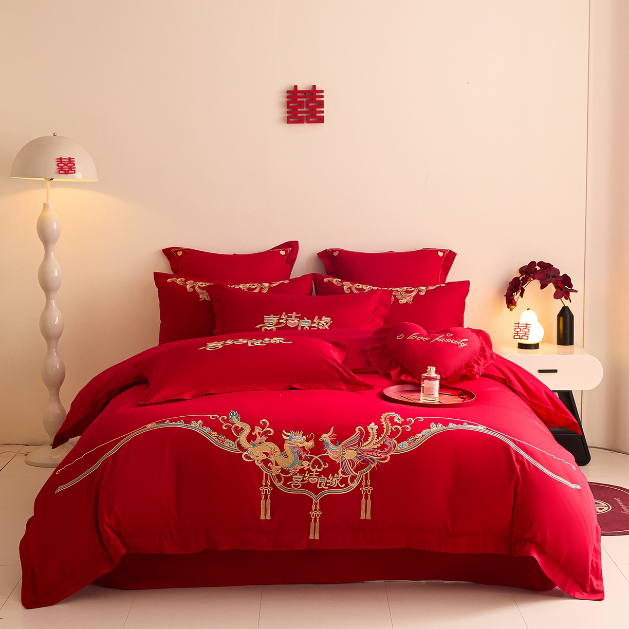 91家纺网 家纺一手货源 找家纺 （总）东方合美（原：皇家传奇） 2025新款长绒棉纯棉婚庆刺绣小红书系列四件套