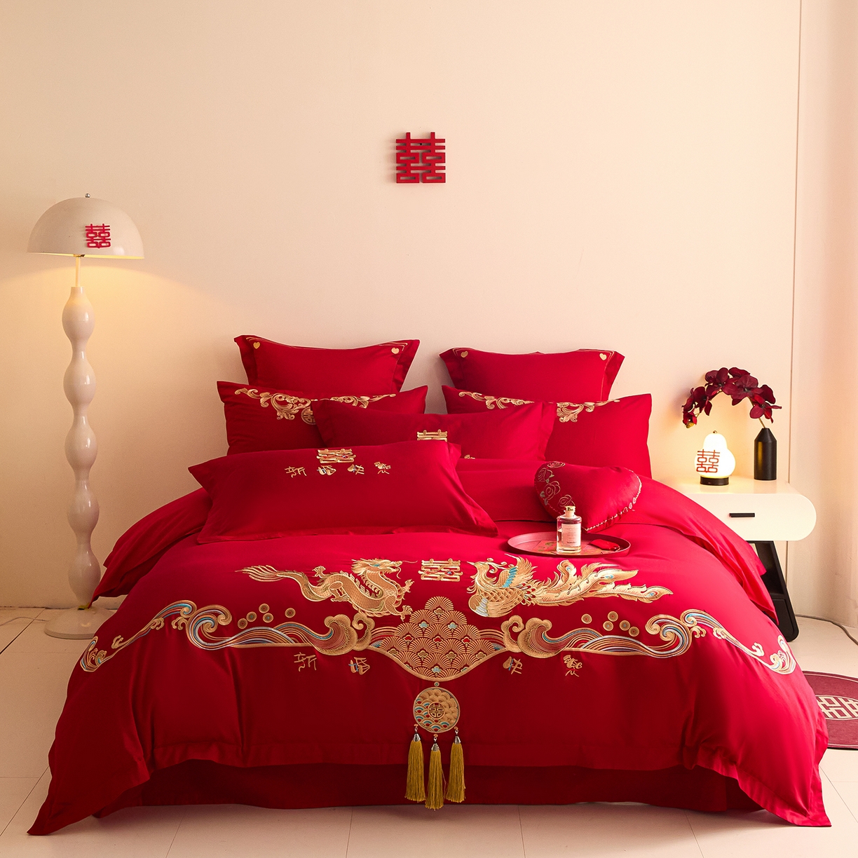 91家纺网 家纺一手货源 找家纺 （总）东方合美（原：皇家传奇） 2025新款长绒棉纯棉婚庆刺绣小红书系列四件套