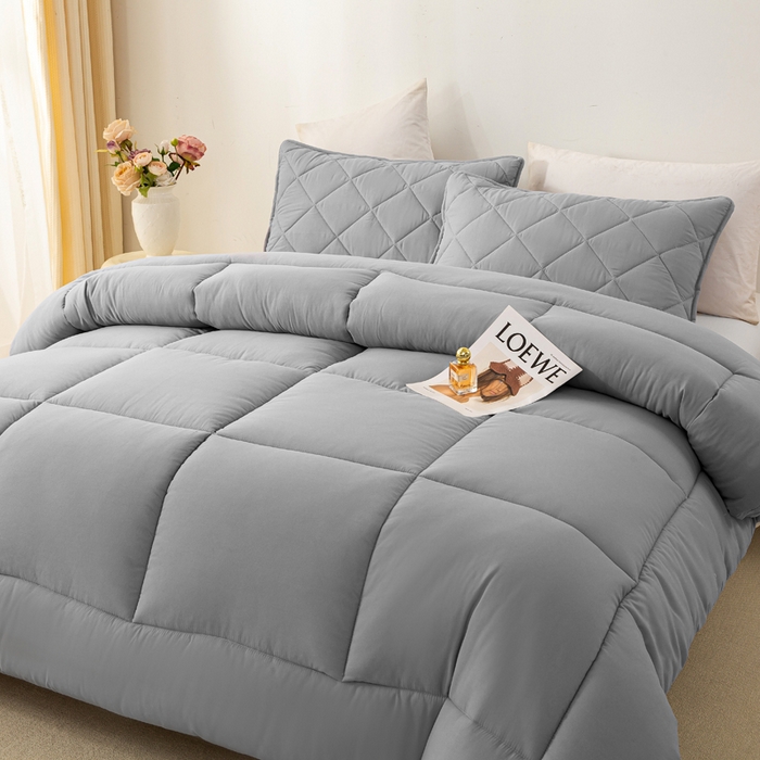 91家纺网 家纺一手货源 找家纺 憨豆家纺 2026新款磨毛四季被春秋被丝棉加厚冬被学生宿舍被子酒店宾馆跨境被芯 格调灰