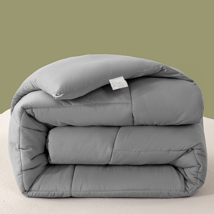 91家纺网 家纺一手货源 找家纺 憨豆家纺 2026新款磨毛四季被春秋被丝棉加厚冬被学生宿舍被子酒店宾馆跨境被芯 格调灰