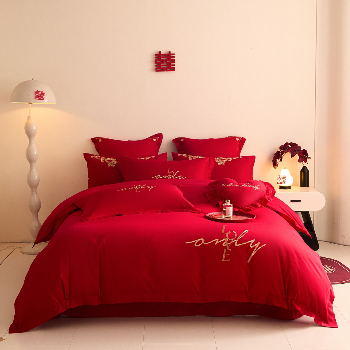 91家纺网 家纺一手货源 找家纺 （总）东方合美（原：皇家传奇） 2025新款长绒棉纯棉婚庆刺绣小红书系列四件套