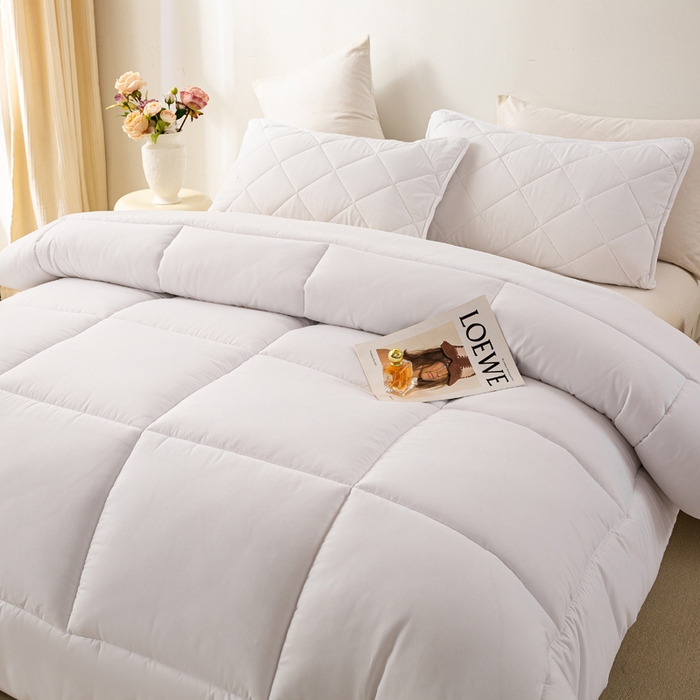 91家纺网 家纺一手货源 找家纺 憨豆家纺 2026新款磨毛四季被春秋被丝棉加厚冬被学生宿舍被子酒店宾馆跨境被芯 轻奢白