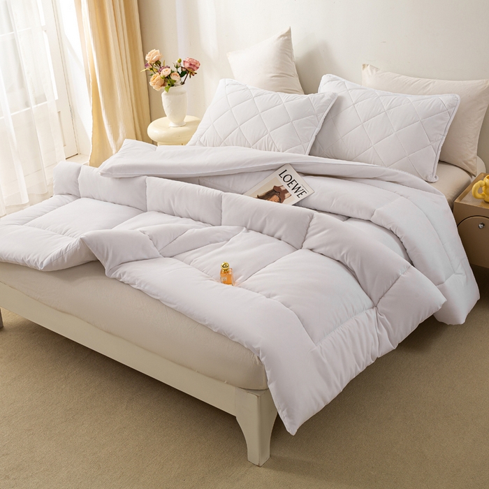 91家纺网 家纺一手货源 找家纺 憨豆家纺 2026新款磨毛四季被春秋被丝棉加厚冬被学生宿舍被子酒店宾馆跨境被芯 轻奢白