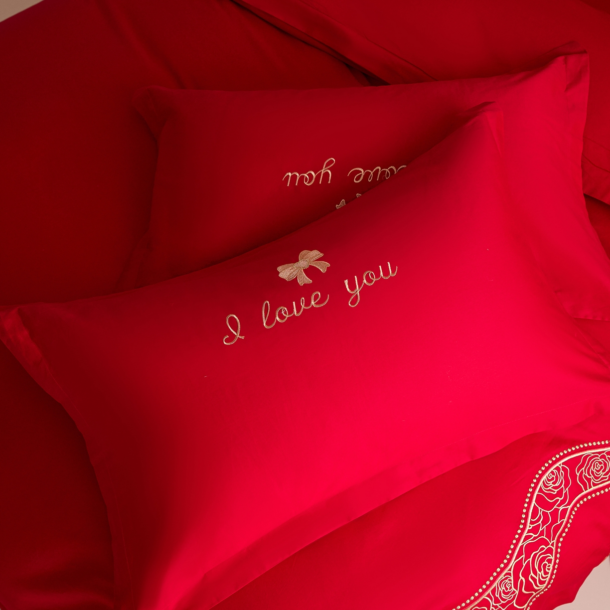 91家纺网 家纺一手货源 找家纺 东方合美（原：皇家传奇） 2025新款长绒棉纯棉婚庆刺绣小红书系列四件套 爱合