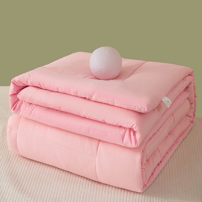 91家纺网 家纺一手货源 找家纺 憨豆家纺 2026新款磨毛四季被春秋被丝棉加厚冬被学生宿舍被子酒店宾馆跨境被芯 可爱粉