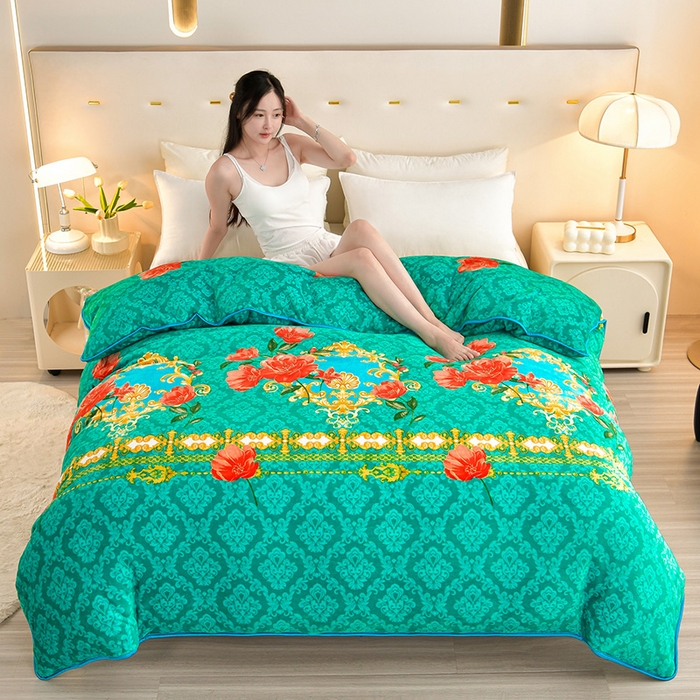 91家纺网 家纺一手货源 找家纺 （总）缘莉娜家纺2025新款花色高克重加厚牛奶绒金貂绒被套单件