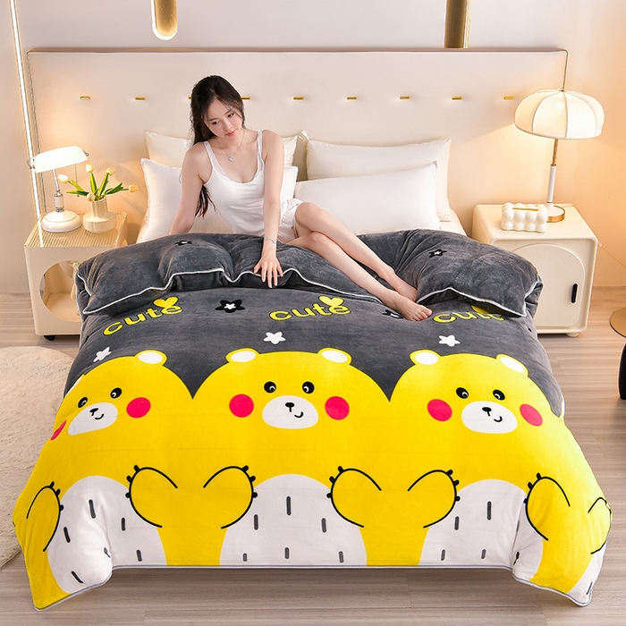 91家纺网 家纺一手货源 找家纺 （总）缘莉娜家纺2025新款花色高克重加厚牛奶绒金貂绒被套单件