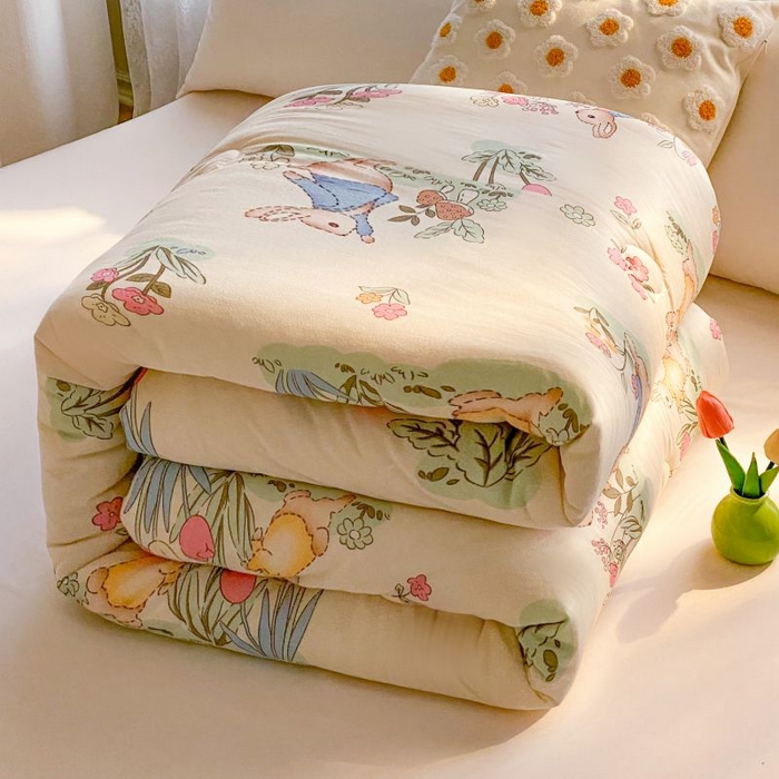 91家纺网 家纺一手货源 找家纺 小叮当家纺仓储工厂店 2025年新款A类母婴级宝宝被豆豆绒牛奶针织棉被子儿童豆豆被大豆被春秋被被子被芯 嗨皮兔