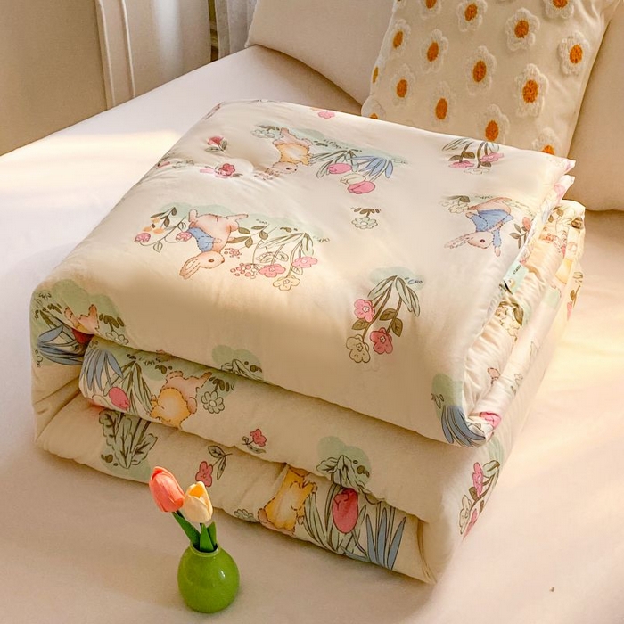 91家纺网 家纺一手货源 找家纺 小叮当家纺仓储工厂店 2025年新款A类母婴级宝宝被豆豆绒牛奶针织棉被子儿童豆豆被大豆被春秋被被子被芯 嗨皮兔