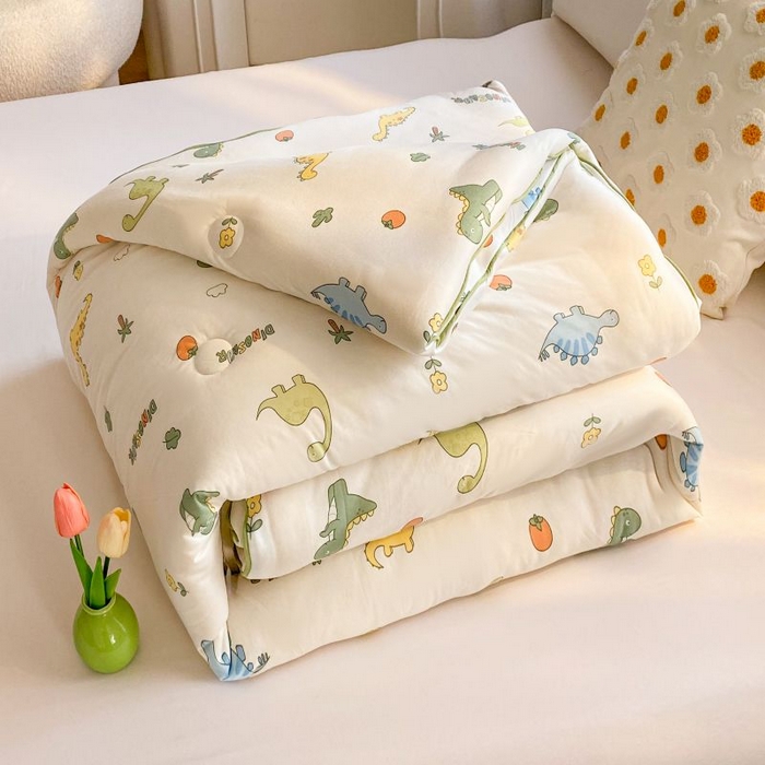 91家纺网 家纺一手货源 找家纺 小叮当家纺仓储工厂店 2025年新款A类母婴级宝宝被豆豆绒牛奶针织棉被子儿童豆豆被大豆被春秋被被子被芯 卡通小恐龙