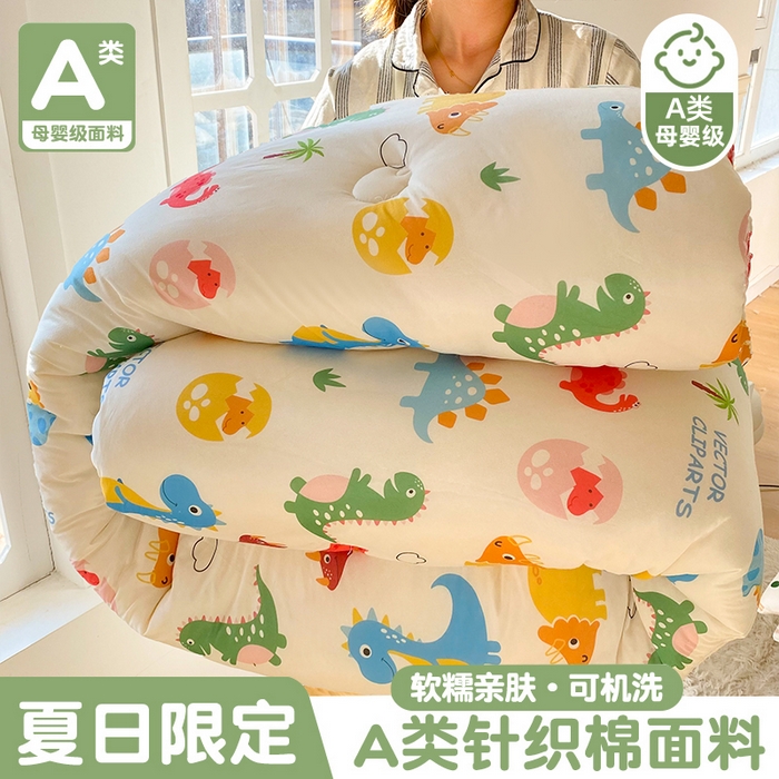 小叮当家纺仓储工厂店 2025年新款A类母婴级宝宝被豆豆绒牛奶针织棉被子儿童豆豆被大豆被春秋被被子被芯 恐龙萌游记