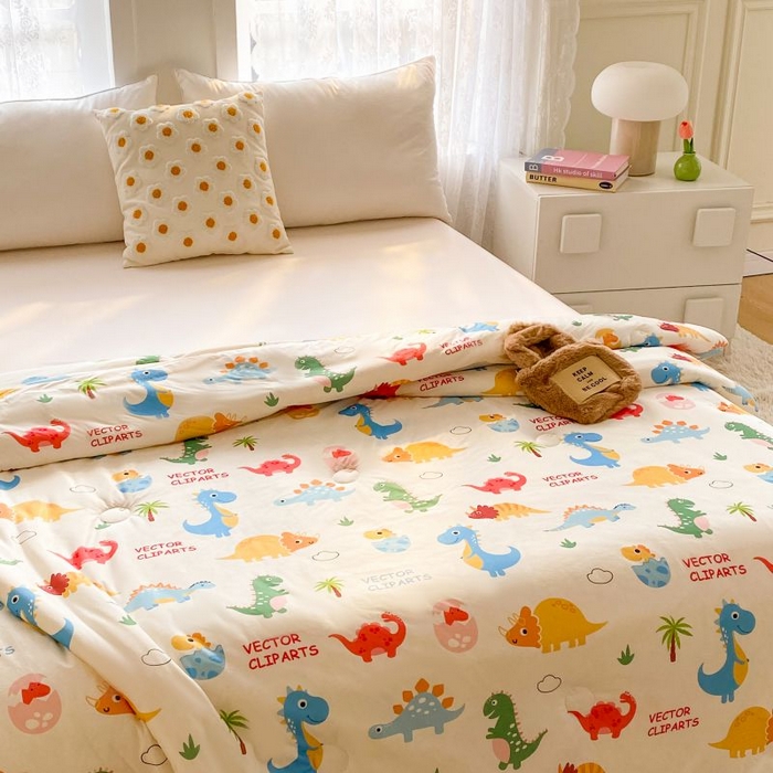 91家纺网 家纺一手货源 找家纺 小叮当家纺仓储工厂店 2025年新款A类母婴级宝宝被豆豆绒牛奶针织棉被子儿童豆豆被大豆被春秋被被子被芯 恐龙萌游记